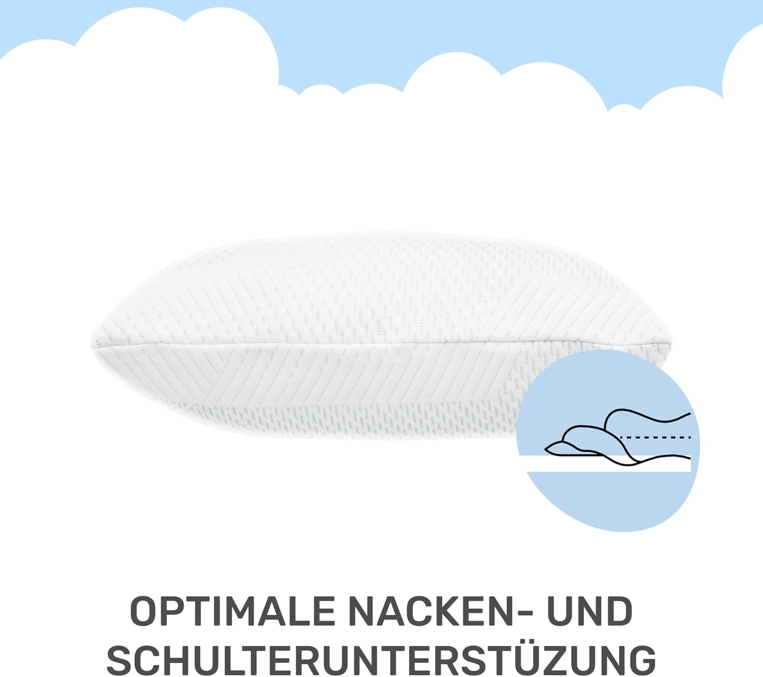 Dailydream SnuzzleCloud Memory Foam Kissen, ergonomisches Nackenstützkissen, 40x40x16 cm, Weiß