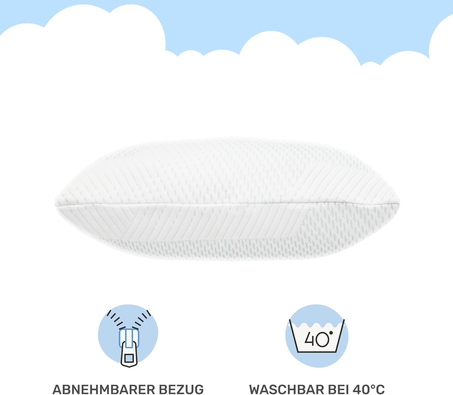 Dailydream SnuzzleCloud Memory Foam Kissen, ergonomisches Nackenstützkissen, 40x40x16 cm, Weiß