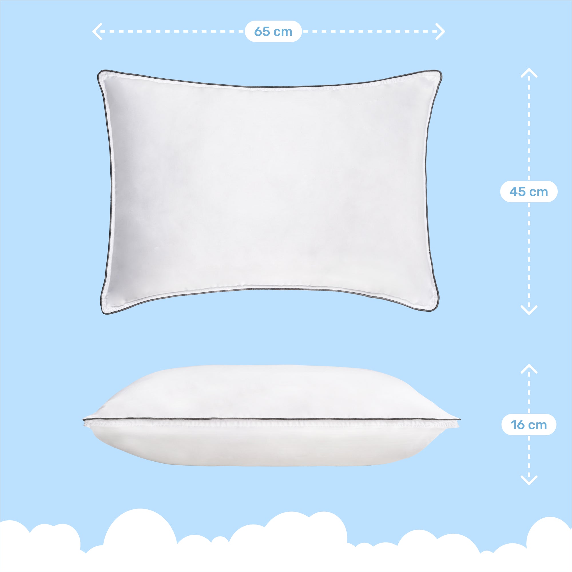 Dailydream CozyCloud Twist Mikrofaserkissen und Memory Foam Kissen zum Wenden, 65 x 45cm