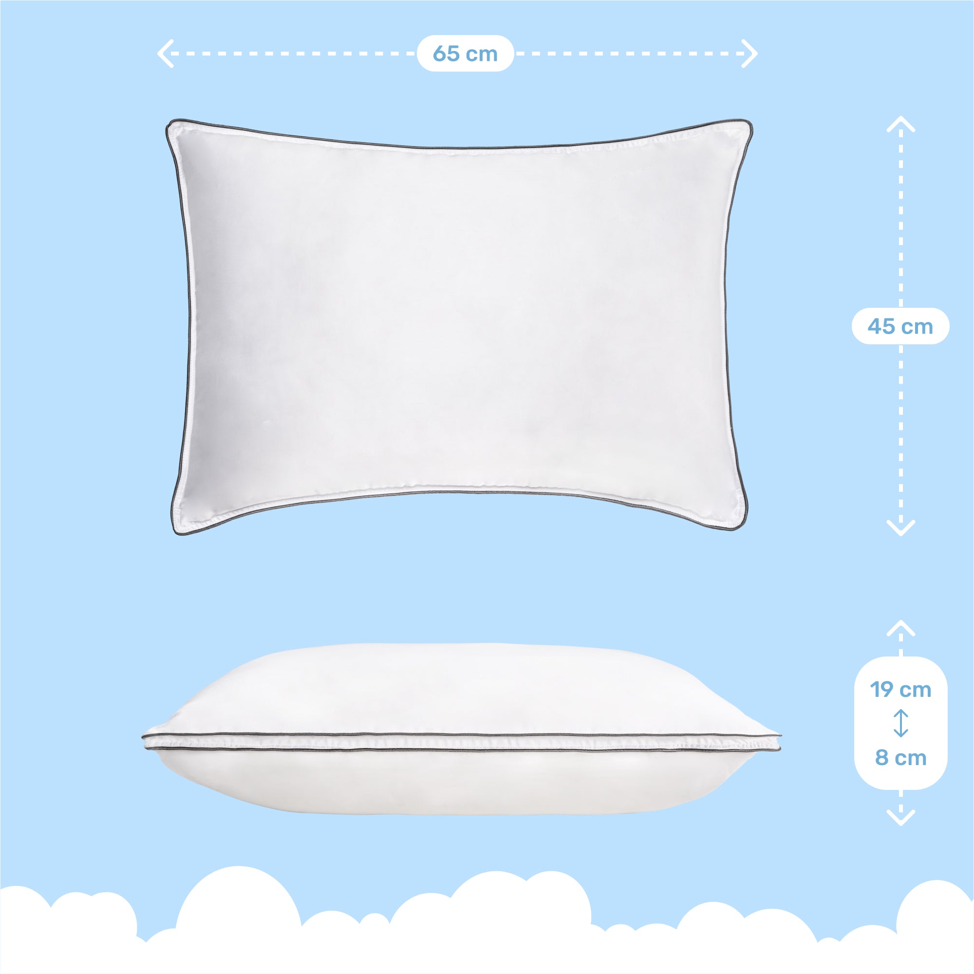 Dailydream CozyCloud Premium Mikrofaserkissen mit höhenverstellbarem Memoryfoam Kern, 65 x 45cm