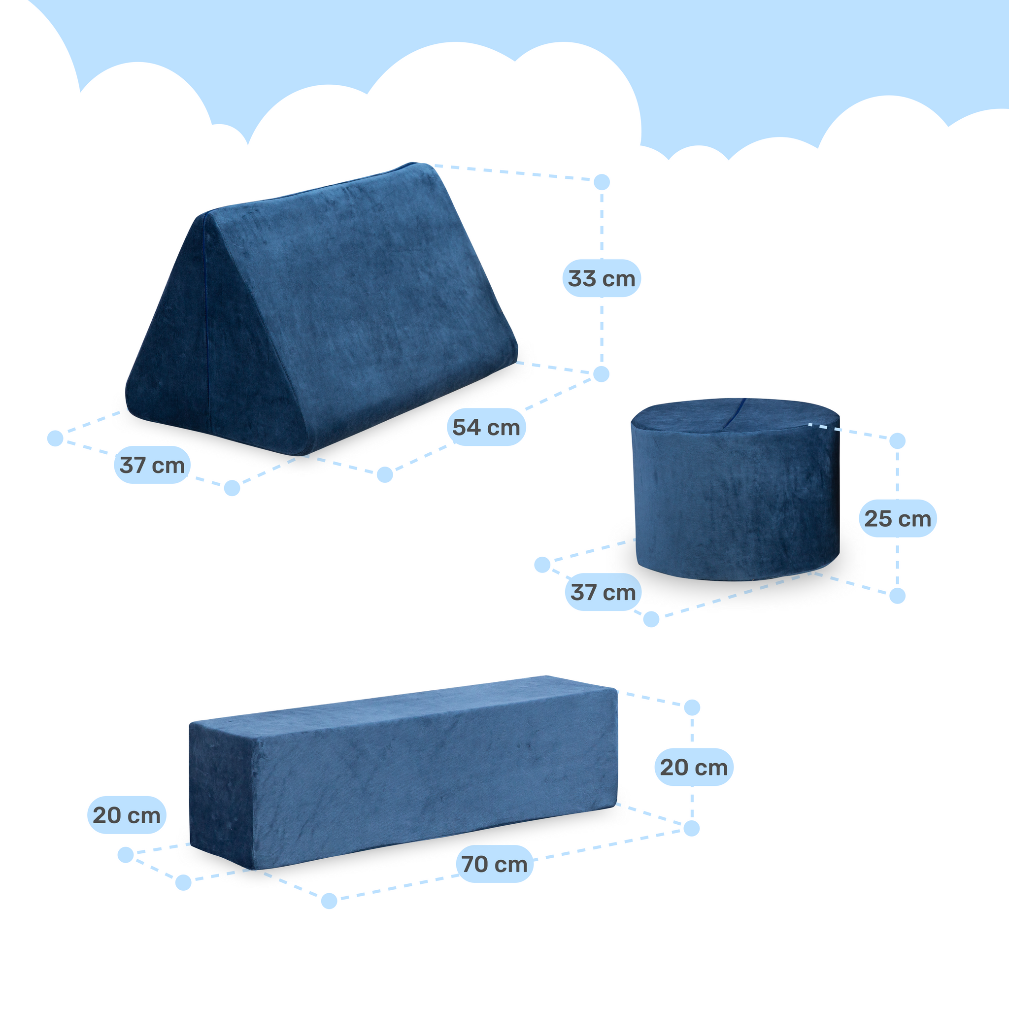 Dailydream Fantasy Blöcke für Dreambuilder Spielsofa für Kinder, Blau